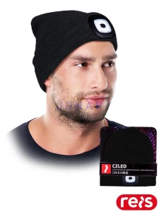 Czapka dziana z lampką LED